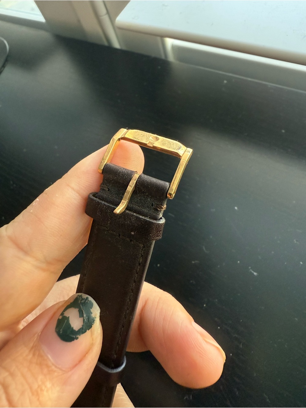 Minimalist Gold Case Watch with Black Leather Strap - Picture 4 of 5
